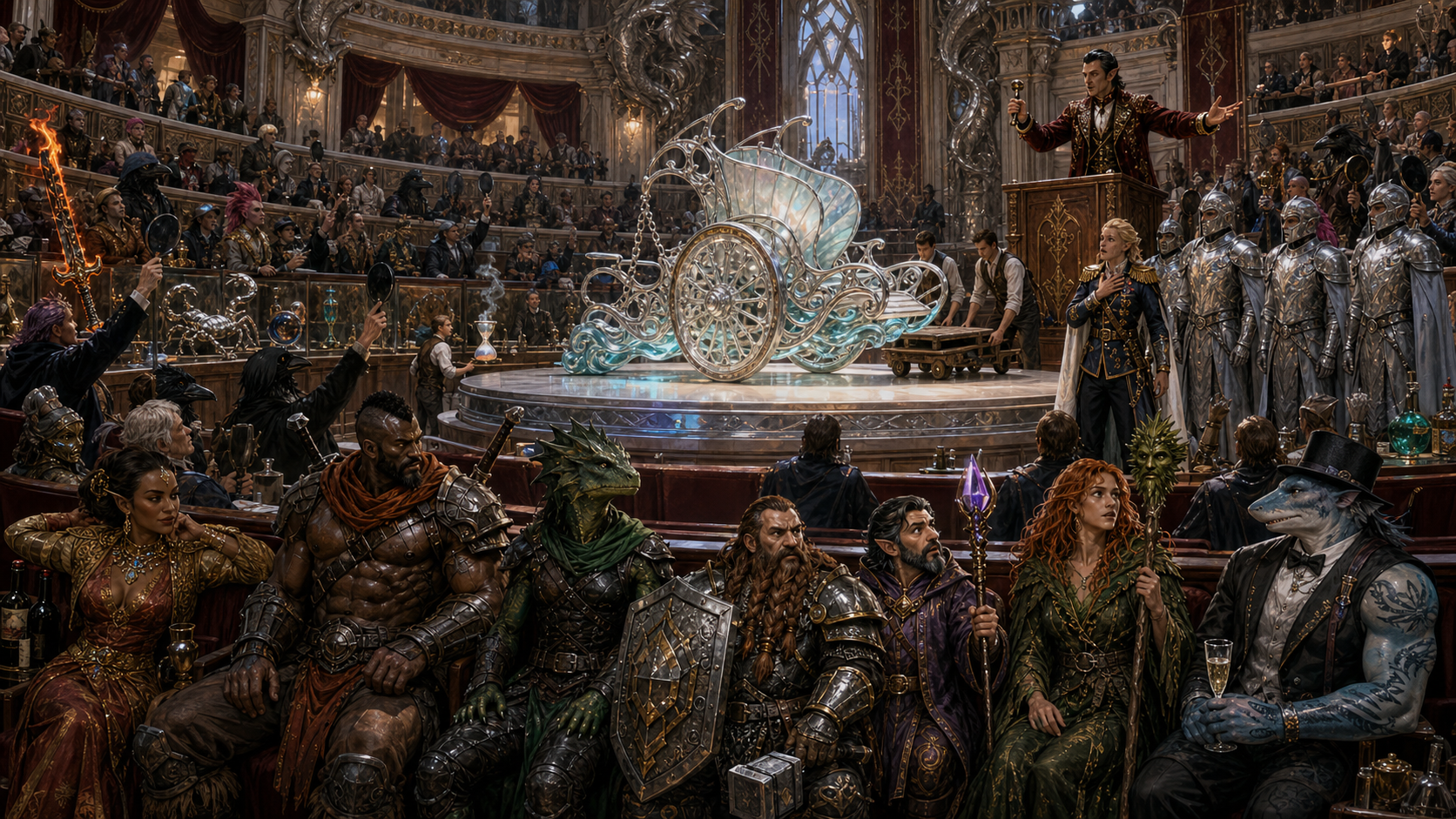 The bidding war for the mother-of-pearl elemental chariot