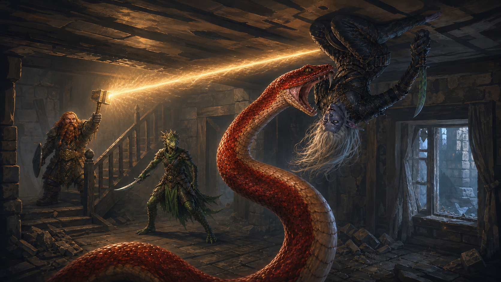 Morgana reveals a ceiling-crawling dark elf in Hammerguard